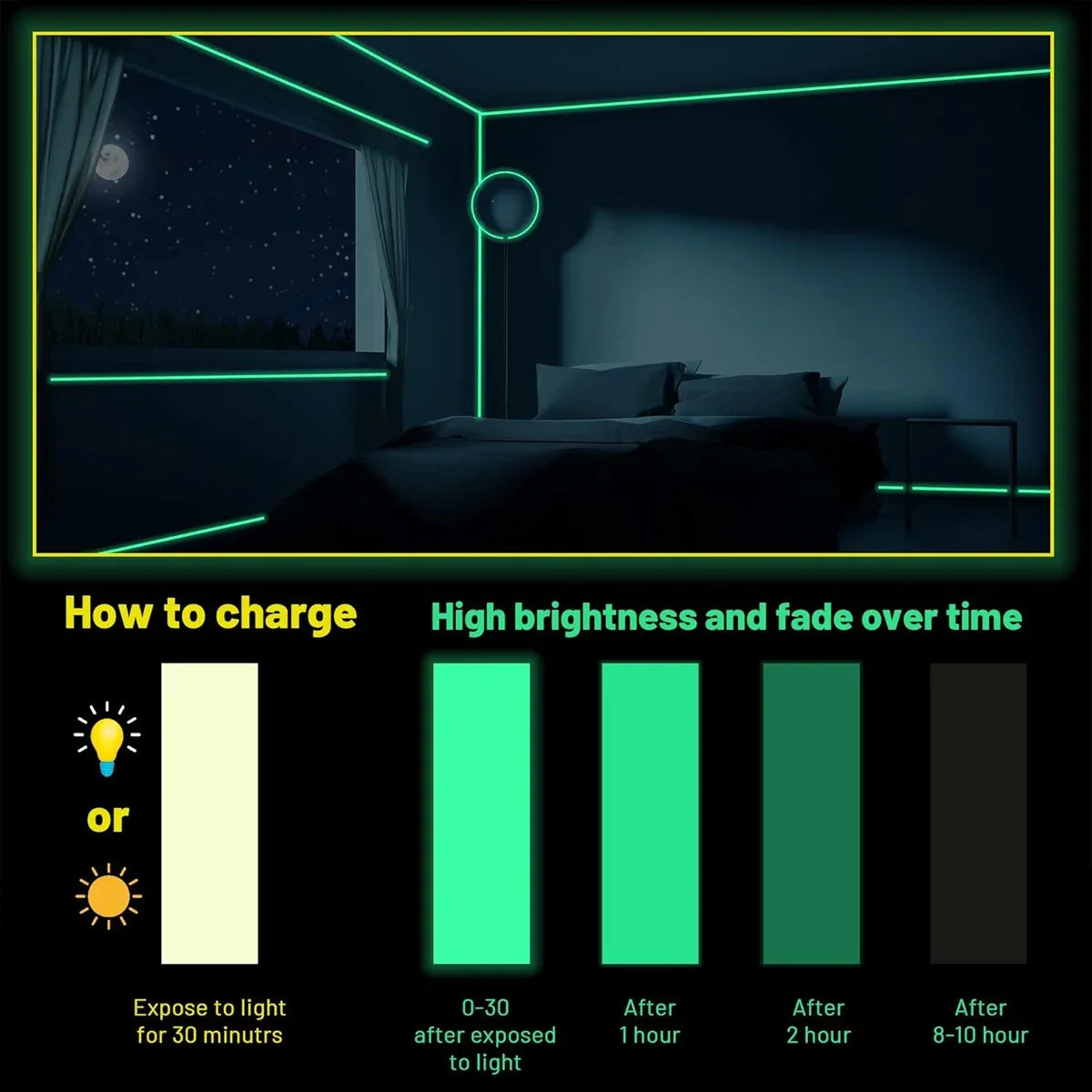 Luminous tape 3m (glows in dark)