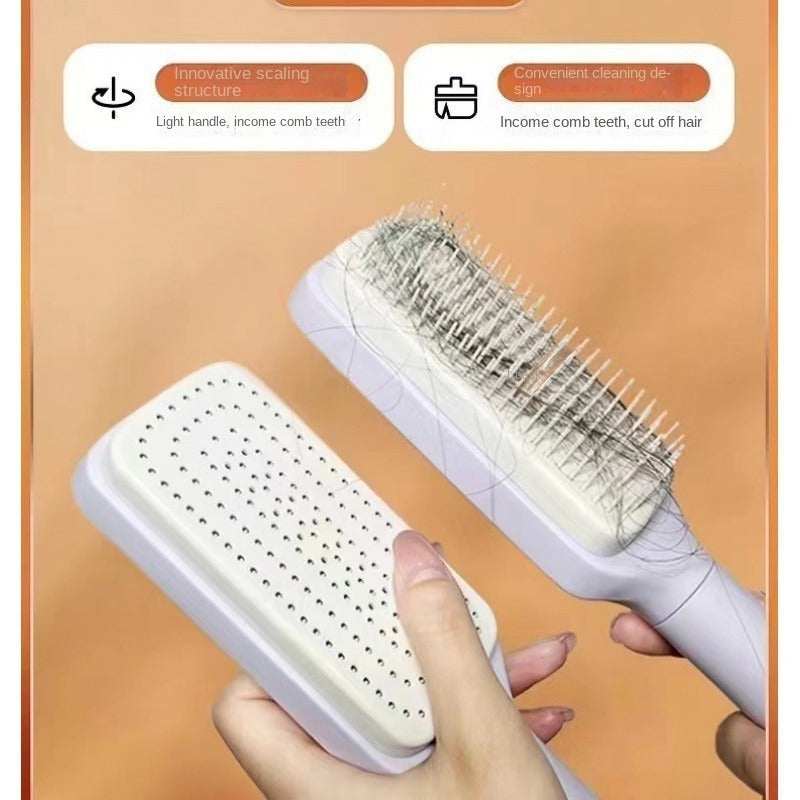 Self cleaning hair brush